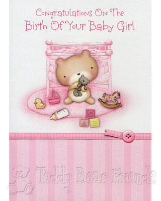 Birth Of Your Baby Girl Gift Card | Teddy Bear Friends